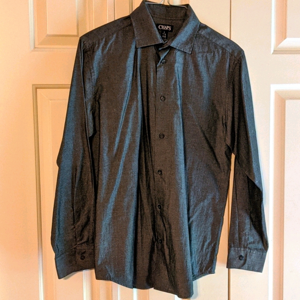 Chaps boys large 14/16 dark gray dress shirt